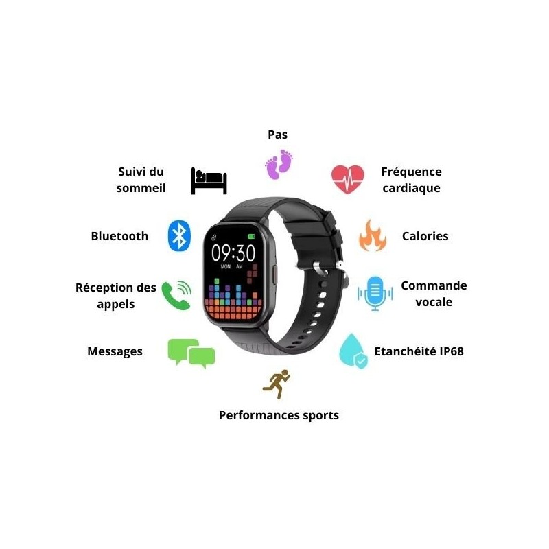 Nouvelle montre connectée - Traqueur d'activités et encore plus de fonctionnalités Nouvelle montre connectée - Traqueur d'activités et encore plus de fonctionnalités