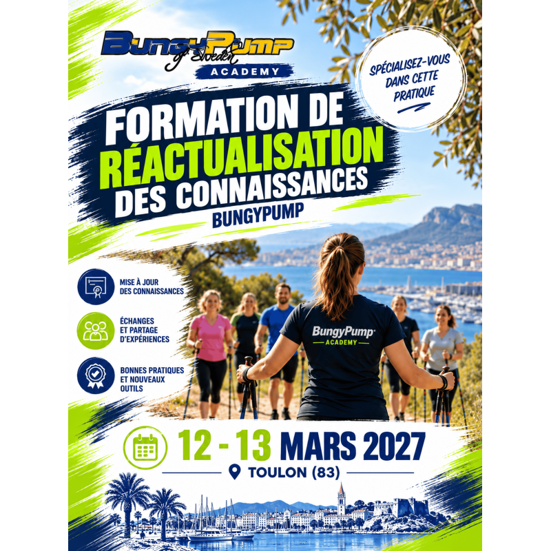 Formation de réactualisation des connaissances BungyPump Toulon (83) – 12 au 13 mars 2027 Formation de réactualisation des connaissances BungyPump Toulon (83) – 12 au 13 mars 2027